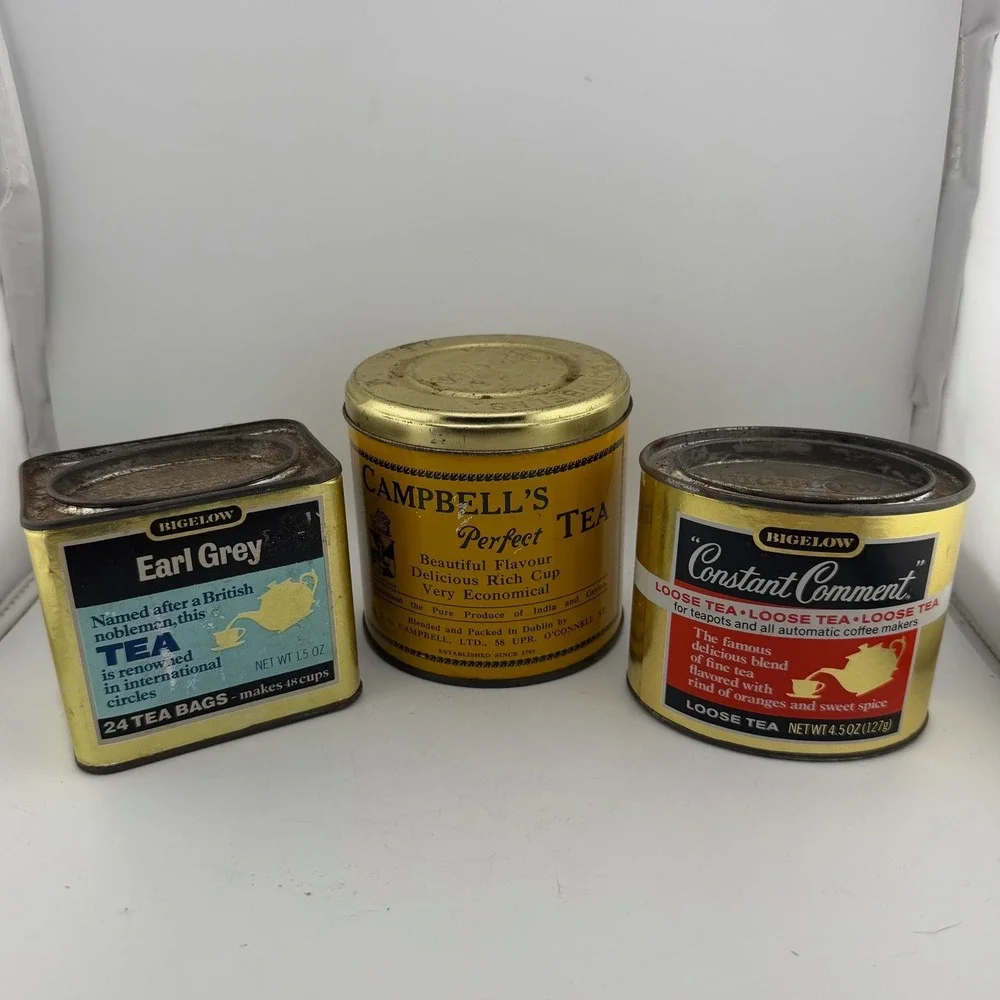 Bigelow Campbell's Vintage Tea Tin Set Rustic Decor
